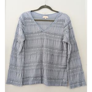 byTiMo V-Neck Lace Bell Sleeve Blouse